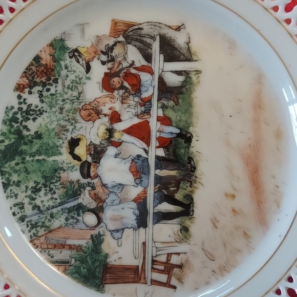 Vintage Wall Plate Country COTTAGE Shabby Chic "Breakfast under the Big Birch" - Picture 3 of 15